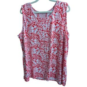 Comfort Code Top Shirt Blouse Plus Size 2X XX Tank Sleeveless Red White Cami